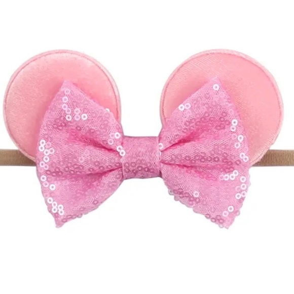 Baby Minnie Mouse Ears Headband with Yellow Sequins Bow - Picture 5 of 9